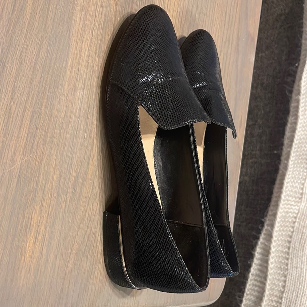 Black leather loafers